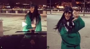 Bakı bulvarında gecə qızdan inanılmaz hərəkət:Maşının üstünə çıxıb...(VİDEO)