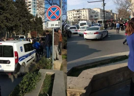 Bakıda sevgilisinə əsəbiləşən kişi zəncirvari qəza törətdi - VİDEO