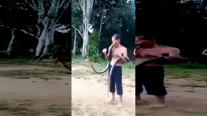 Kobra ilanı kişini boynundan sancdı +VİDEO