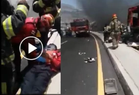 DƏHŞƏTLİ ANLAR: Yanğınsöndürənlər toqquşdu,ölənlər var (VİDEO)