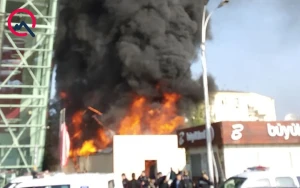 Bakıda ticarət mərkəzində başlayan yanğın böyüyür,sakinlər təxliyyə edilir +CANLI YAYIM