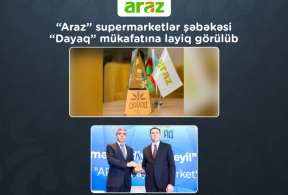 “Araz” supermarketlər şəbəkəsi “Dayaq” mükafatına layiq görülüb 