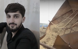 Fəhlə 20 tonluq çənin altında qalıb öldü - Video&nbsp;