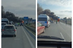 Saray postunun yaxınlığında marşrut avtobusu yanır&nbsp;
