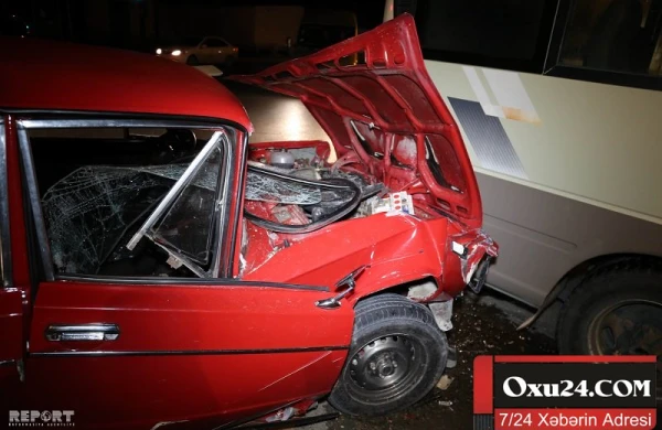 Metropolitenin mikroavtobusu qəzaya uğrayıb - Yaralanan var