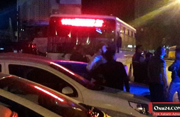 Bakıda zəncirvari qəza - Avtobus sürücüsü hadisə yerindən qaçdı