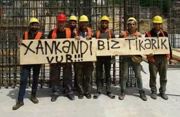 Fəhlələrin bu fotosu olay oldu -"Xankəndini vur!"