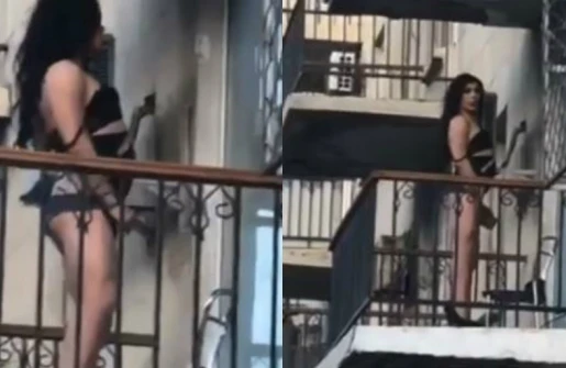 Bakıda biabırçı mənzərə - trans eyvana çıxdı və... (VİDEO)