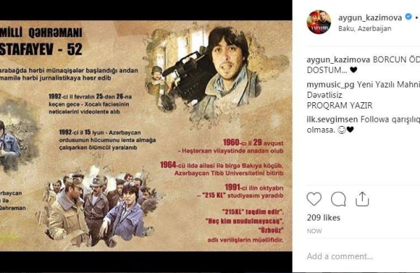 Aygün Kazımova Milli Qəhrəmanı belə yad etdi - FOTO