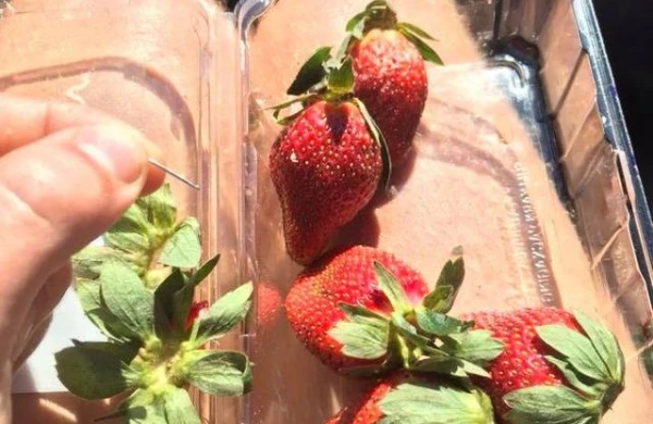 Çiyələklərdən iynə çıxdı - Polis hərəkətə keçdi+Foto