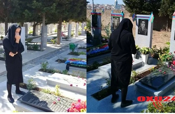 Şəhid anasından ürəkdağlayan FOTOLAR: Doğum gününü oğlunun məzarı başında qeyd etdi