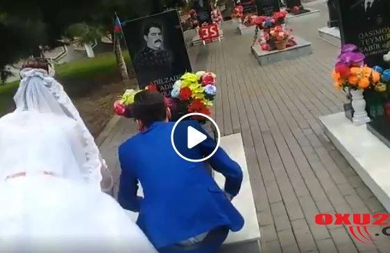 Azərbaycanda ürək dağlayan görüntü: Bəy toyunda gəlinlə birlikdə Şəhid dostunun məzarını ziyarət etdi+VİDEO