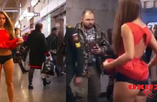 Qız metroda soyunub, alt paltarını göstərdi -VİDEO