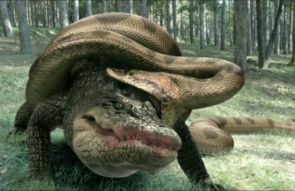 Nəfəs kəsən görüntü: İlanla timsahın davası