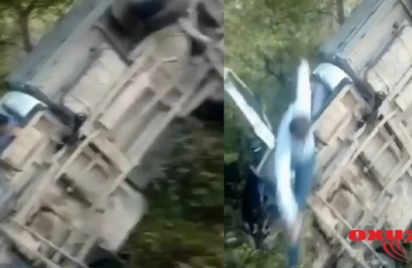 Azərbaycanda dəhşətli görüntülər! Dərəyə aşan maşından belə çıxdılar