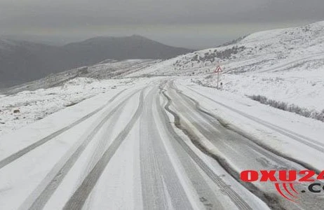 Şamaxıda yollar buz bağladı