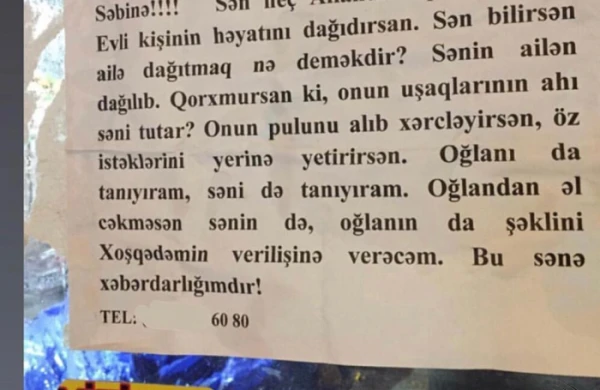 Bakıda metronun çıxışında vurulan xəbərdarlıq hamının diqqətini çəkdi: "Səbinə! Evli kişinin həyatını dağıdırsan..." - FOTO