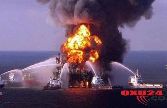 Xəzərdə neft quyusu alovlandı