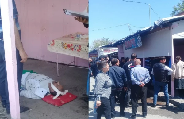 Bərdə bazarında dəhşət! Kababçı millətin içərisində öldü