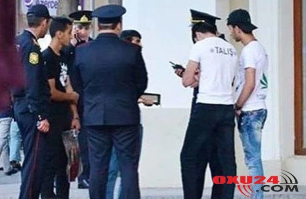 Polis “Torqovı”da “Vor v zakone” yazılı köynəklə gəzənləri saxladı