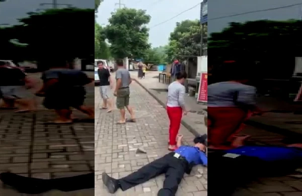 Əsəbiləşən vətəndaş dibçəyi polisin başına vurdu -Polis bayıldı