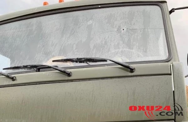 Cəbhədə təxribat: Ermənilər hərbi yük maşınını atəşə tutdu (FOTOLAR)