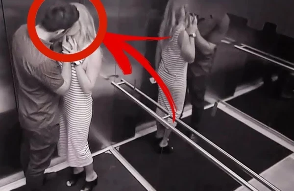 Liftdə biabırçılıq kameraya düşdü