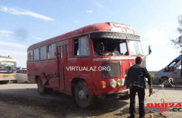 Azərbaycanda fəhlələri daşıyan avtobus aşdı — FOTO