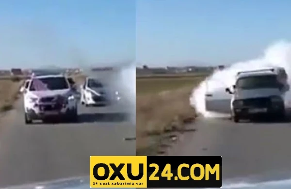 Toy karvanında dəhşət: Maşında  partlayış  oldu, adamlar asfalta səpələndi (VİDEO)