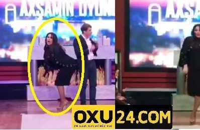 Azərbaycan efirində biabırçılıq: Müğənni erotik hərəkət etdi,aparıcı utandı (VİDEO)