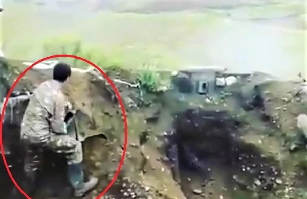Cəbhədən görüntü yayıldı: Azərbaycan əsgərinə güllə atan erməni əsgər biabır oldu