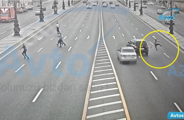 Bakıda dəhşətli qəza: Maşın piyadanı göyə uçurdu