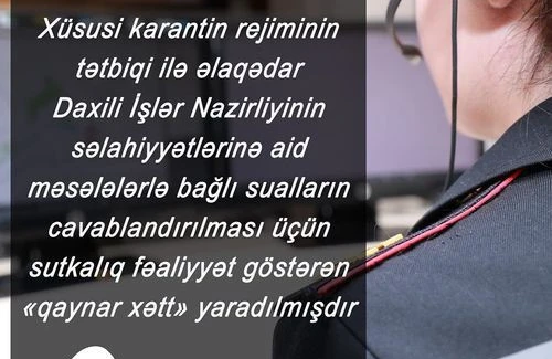 DİN-də karantin rejimilə bağlı “qaynar xətt” yaradıldı