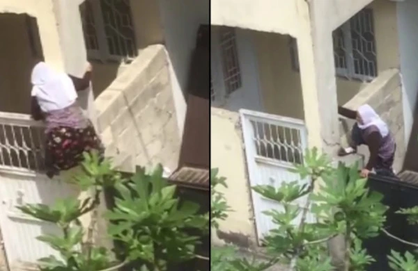 Karantin rejimi 75 yaşlı qadını divara dırmaşdırdı (VİDEO)