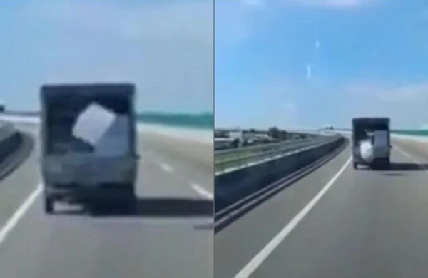 Maşından düşən yük yerinə qayıtdı - VİDEO