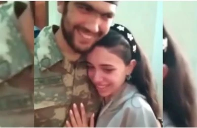 Bir qolunu itirən qazimizin döyüşdən sonra ailə üzvləri ilə ilk görüşü - Video