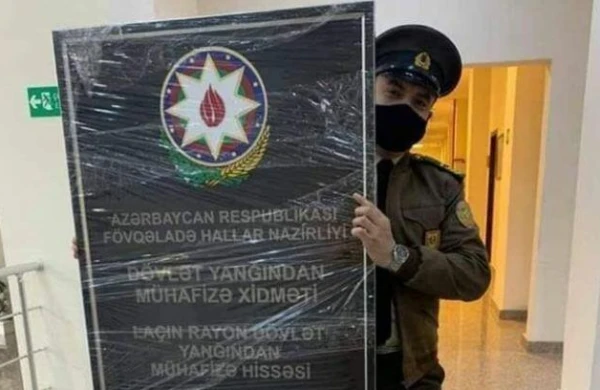 FHN-in Laçında yerləşəcək binasının lövhəsi - FOTO