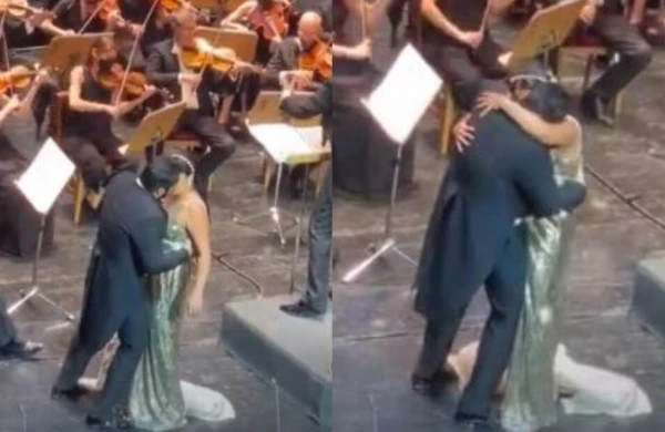 Yusif etirazla qarşılanan konsertdə Anna ilə öpüşdü - VİDEO