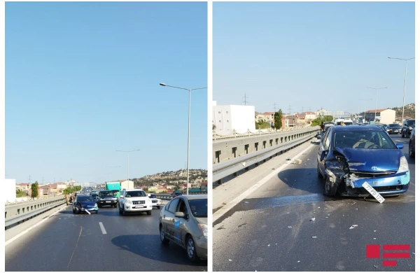 Bakı-Sumqayıt yolunda 3 maşın toqquşub - FOTO