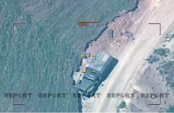 Азербайджанский БПЛА уничтожил военный автомобиль армянских террористов