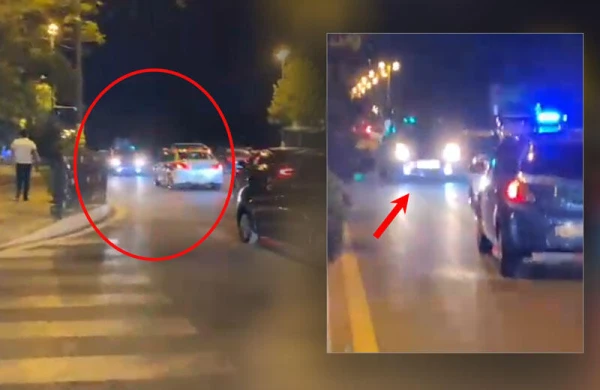 Bakıda "protiv" gedən "Prius" DYP maşını ilə üz-üzə gəldi - VİDEO