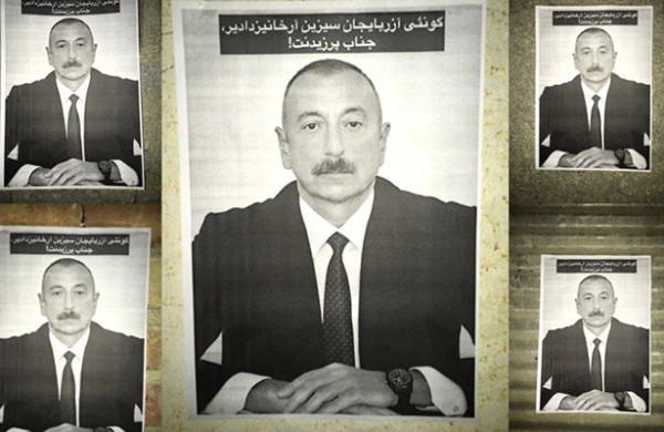 İlham Əliyevin posterləri İran küçələrinə vuruldu