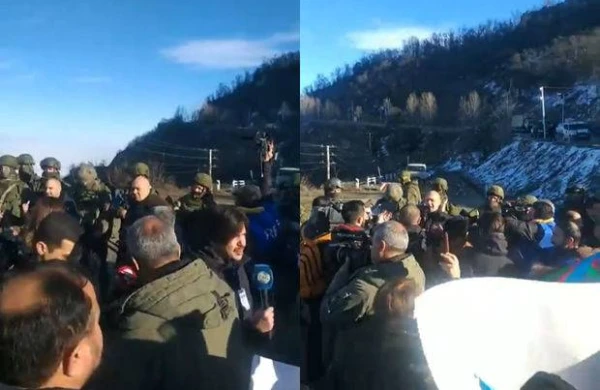 Azərbaycanlılar Laçın yolunu bağladılar - CANLI YAYIM