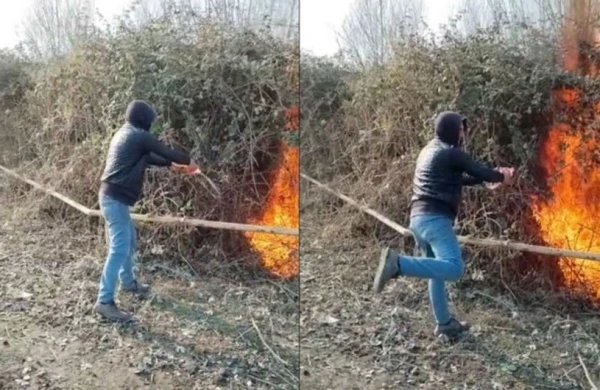 Zərdabda qaz xətti keçən ərazini yandıran şəxs saxlanılıb