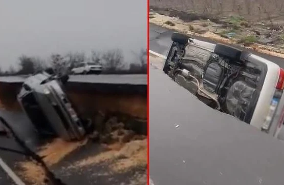 Zəlzələdən dəhşətli video: Yollar yarıldı,maşınlar çuxura düşdü