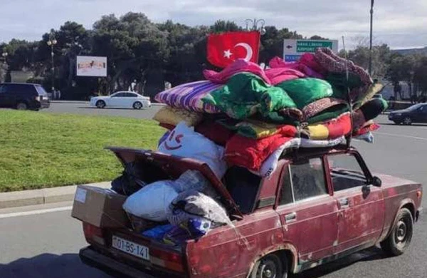 Türkiyəyə yardım aparan köhnə maşının sahibi bu şəxsdir - VİDEO - FOTO