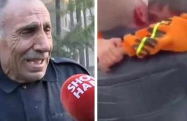 Cibində peçenye ilə gözləyən ata dağıntılar altından çıxarılan oğluna belə qovuşdu - VİDEO