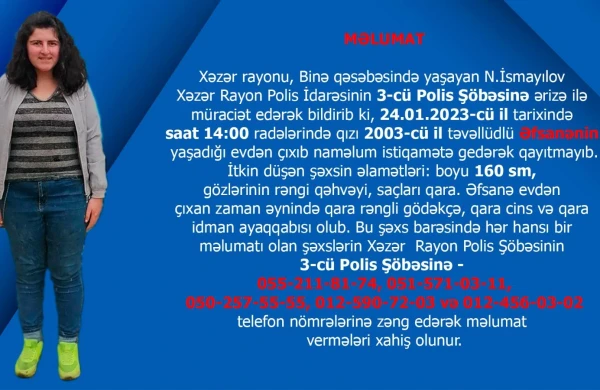 Polis bu qızı axtarır - FOTO
