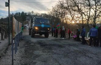 Sülhməramlıların növbəti avtomobil karvanı Laçın yolundan keçdi