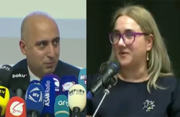 Jurnalist brifinqdə naziri tənqid etdi - VİDEO